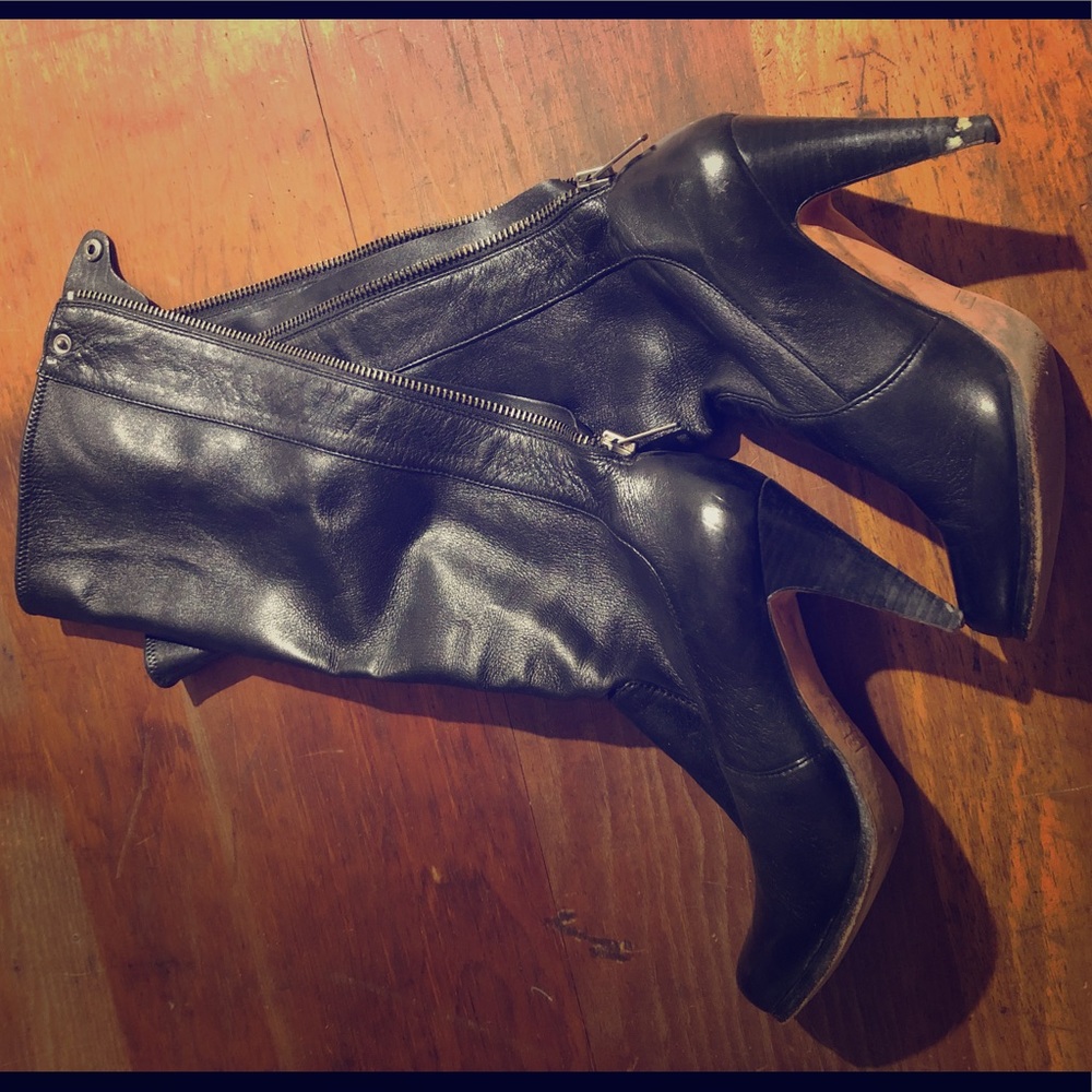 Black Leather Coach Boots